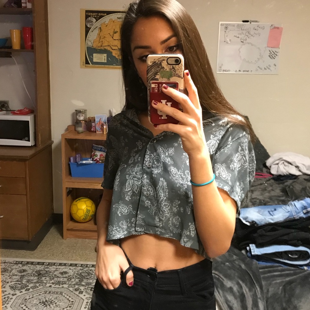 Paisley pattern button up, cropped